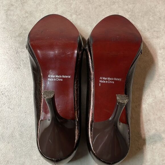 Diba East Womens Brown Faux Patent Leather Open Toe Heel Sz 6 - Picture 11 of 12